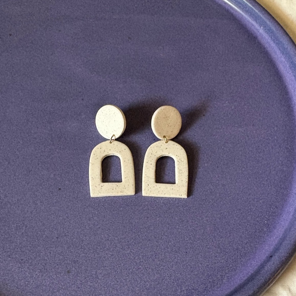 Speckle Clay white Geometric Dangle Earrings